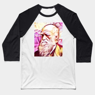 Charles Darwin Pink Portrait | Charles Darwin Artwork 13 Baseball T-Shirt